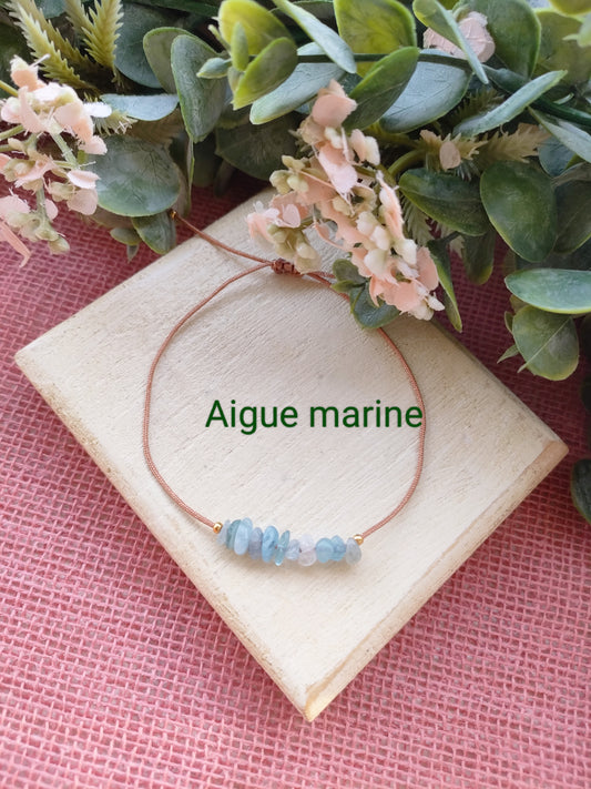 Bracelet pierre d'aigue marine